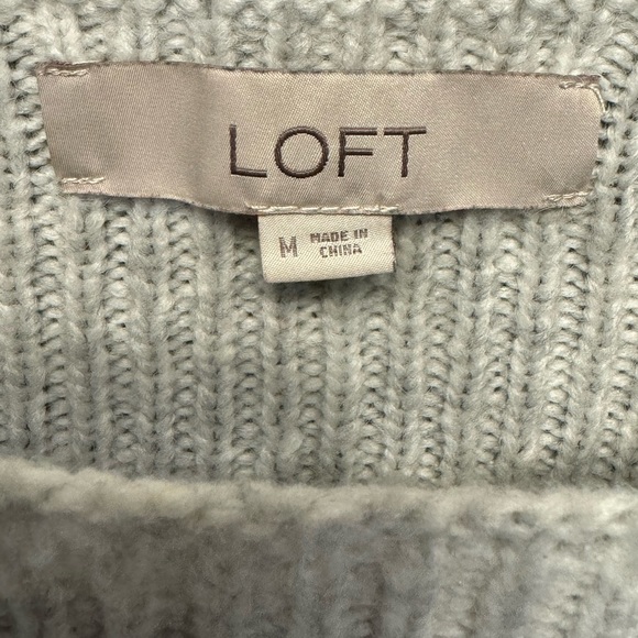 Loft ~ Wool Blend Striped Sweater Gray Purple Green Size Medium - Picture 7 of 8
